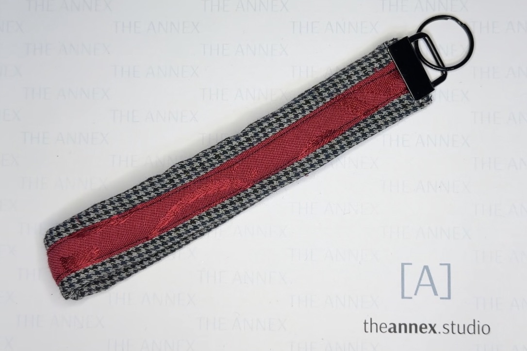 Red + Black Handmade Wristlet Keychain