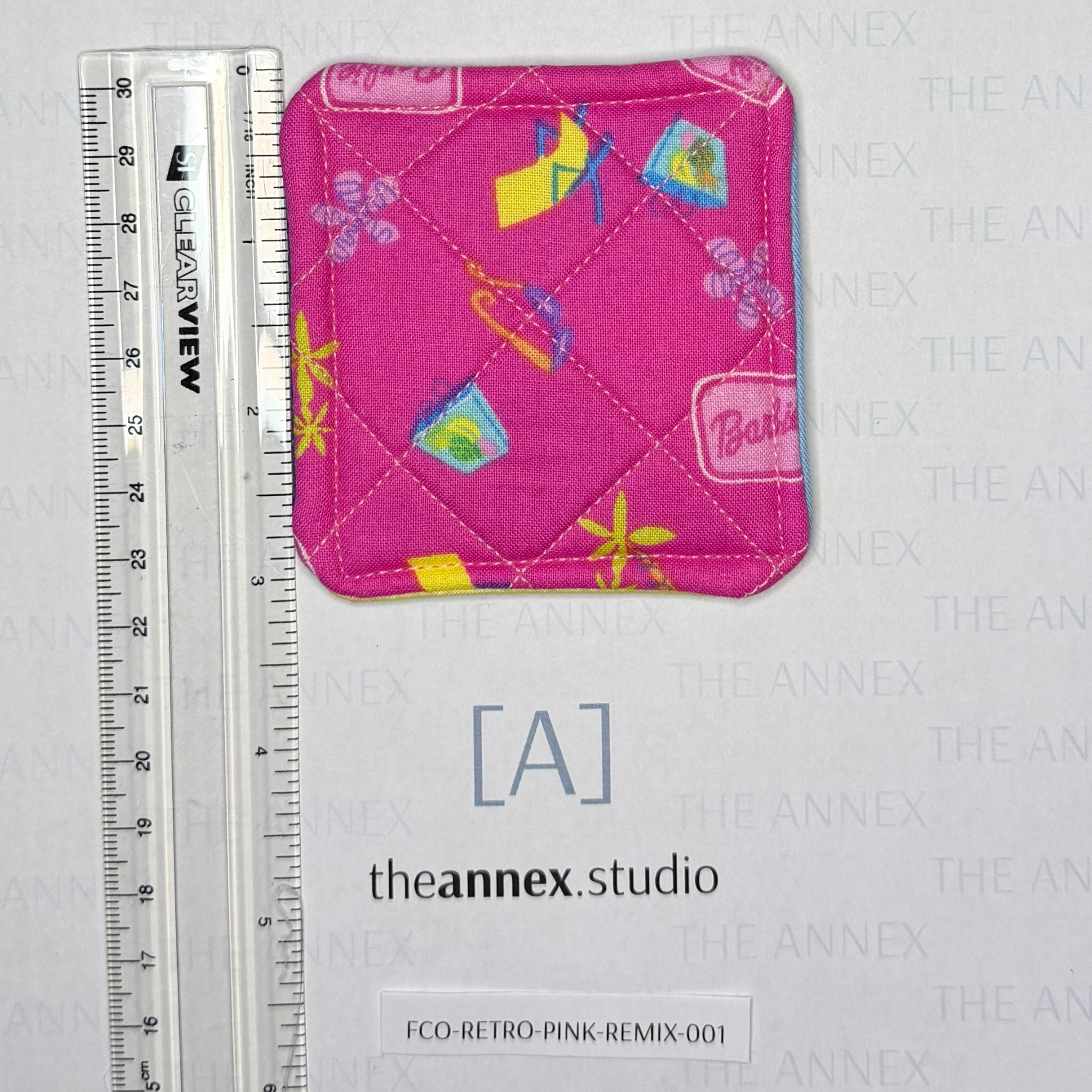 Retro Pink Remix Reversible Fabric Coaster - Image 3