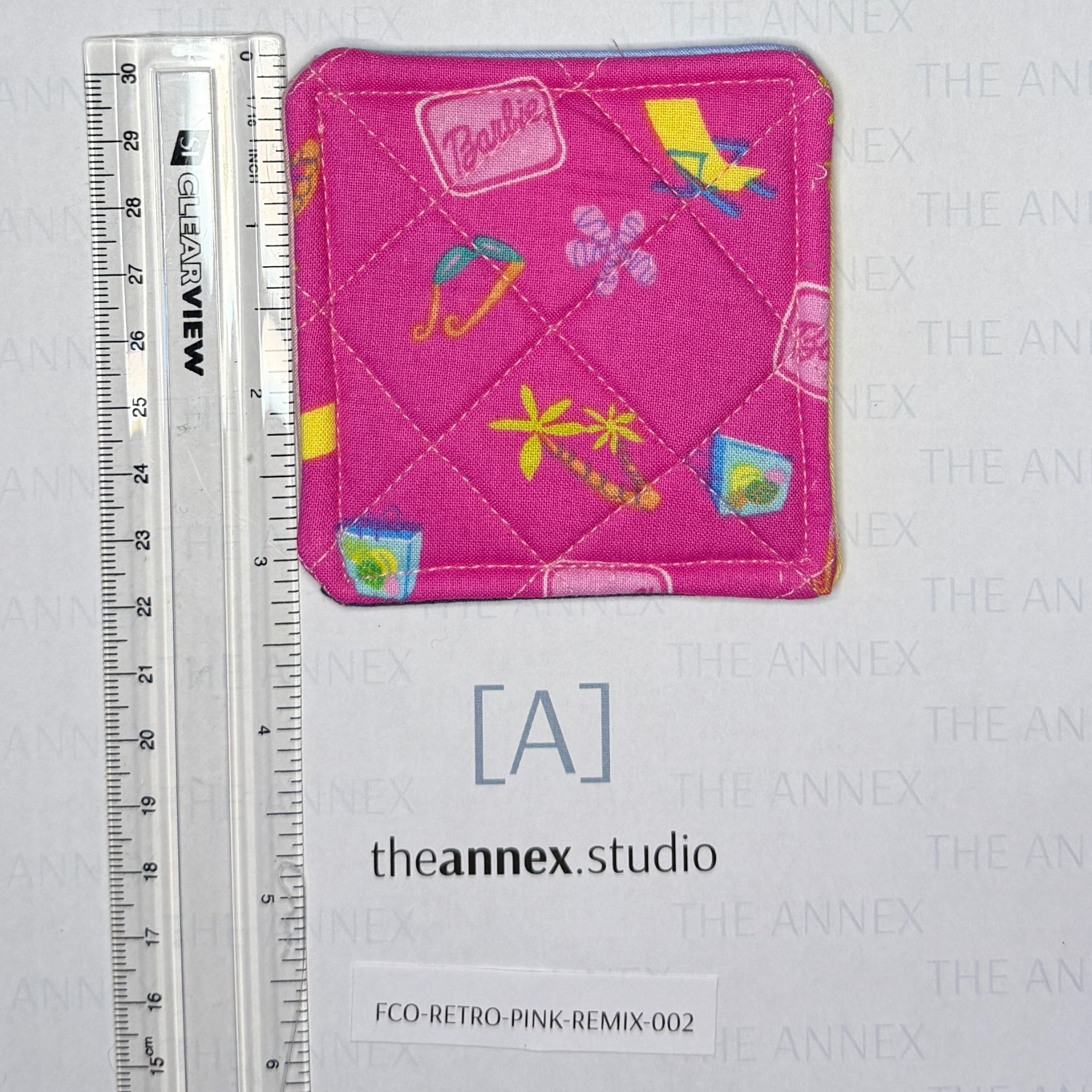 Retro Pink Remix Reversible Fabric Coaster - Image 5