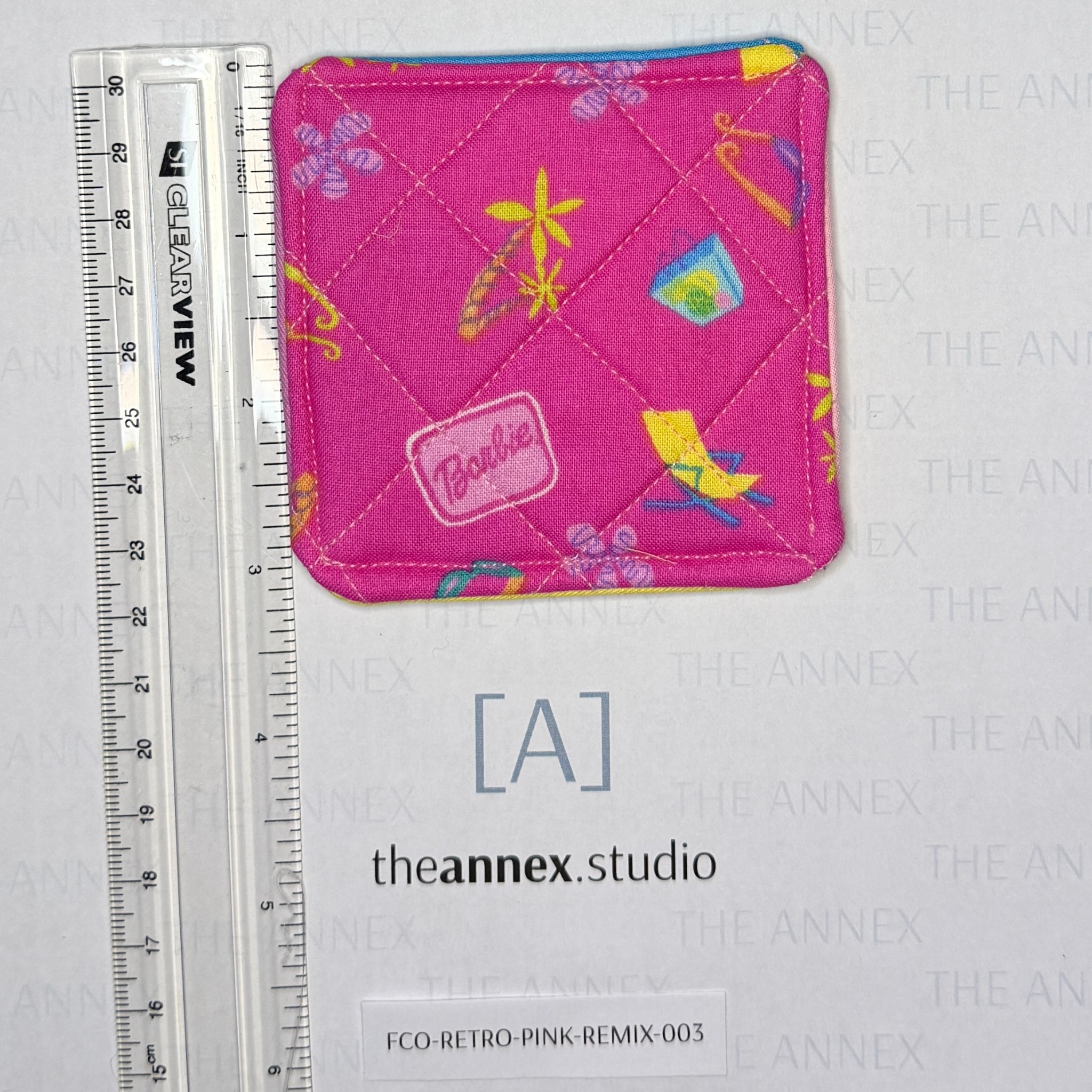 Retro Pink Remix Reversible Fabric Coaster - Image 7