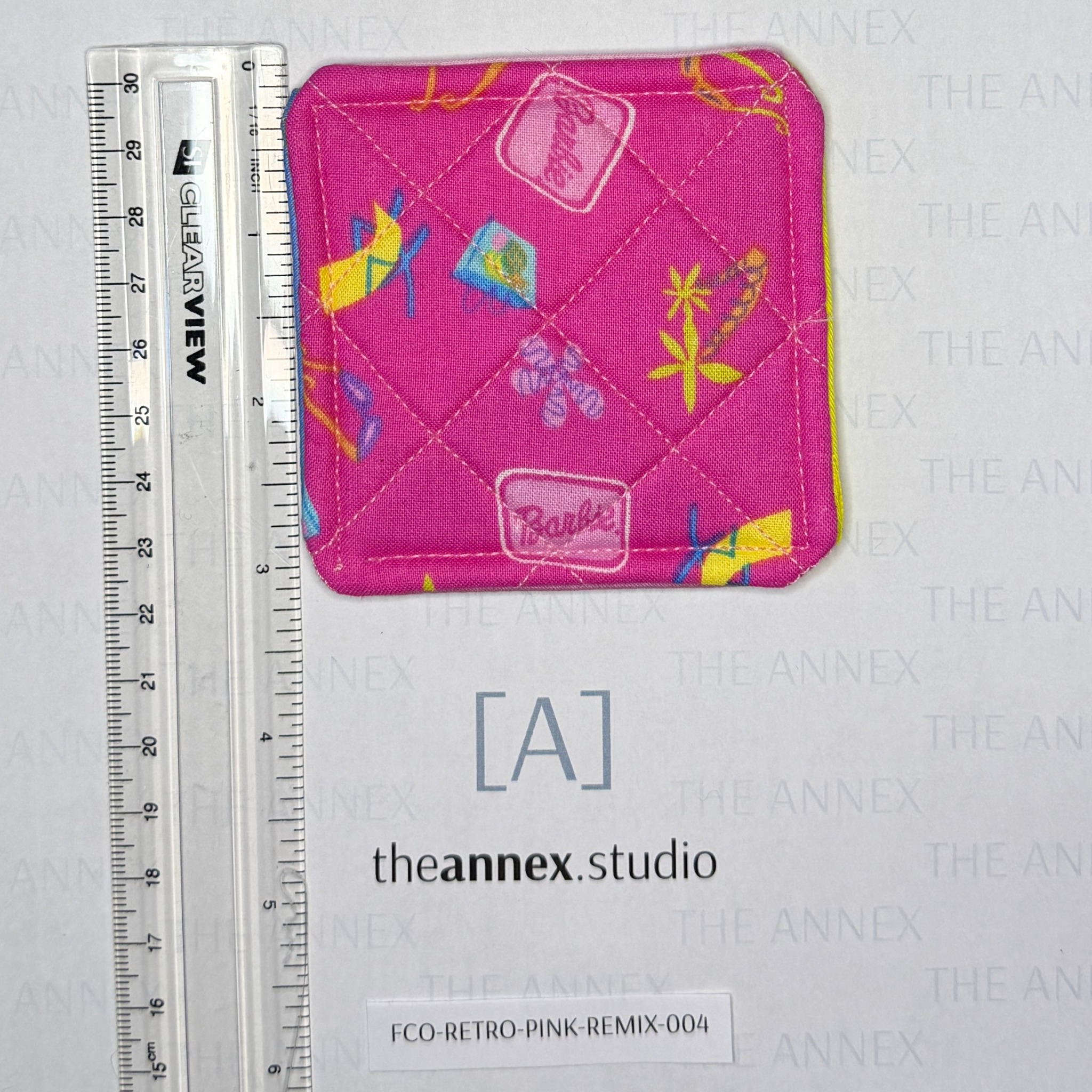 Retro Pink Remix Reversible Fabric Coaster - Image 9