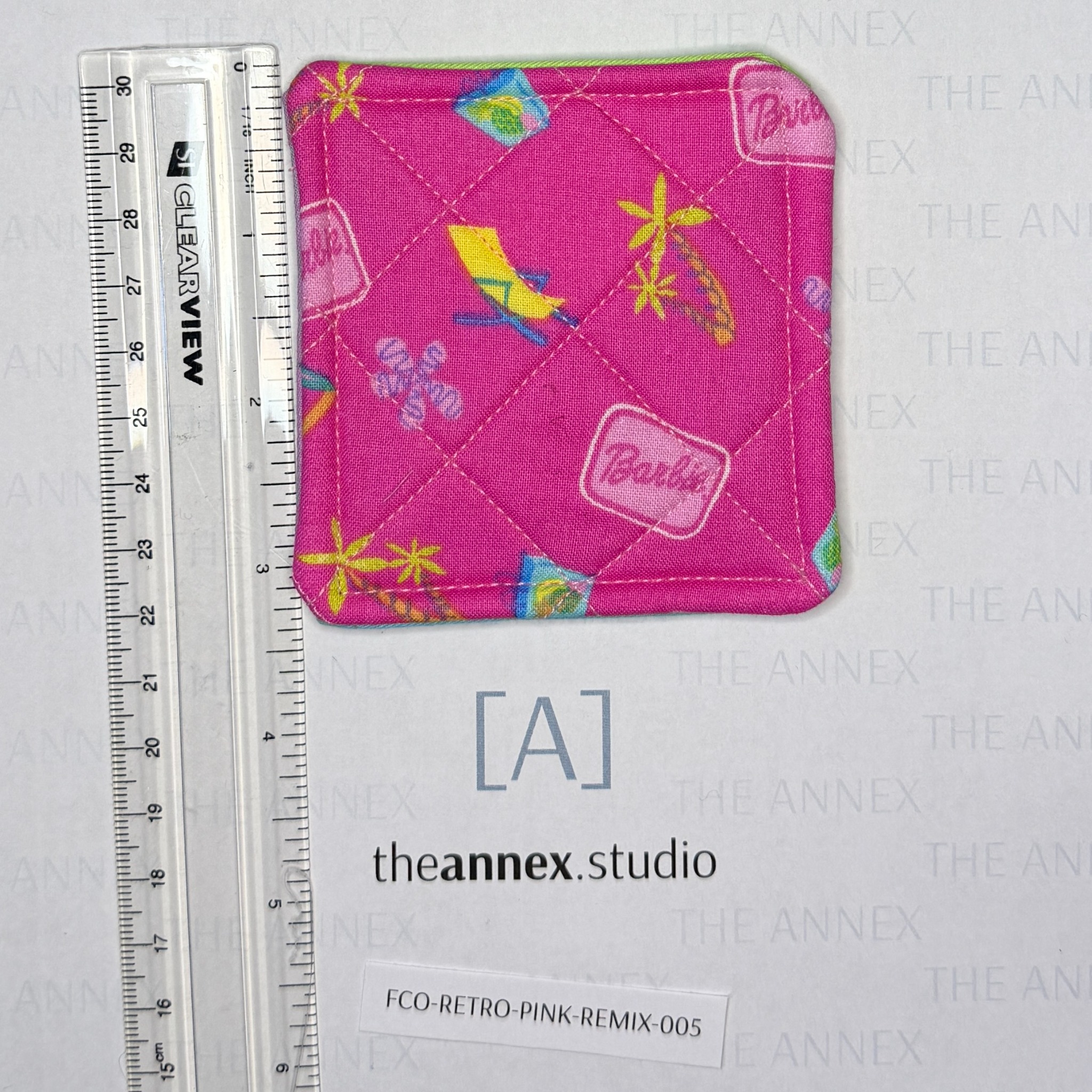 Retro Pink Remix Reversible Fabric Coaster - Image 11