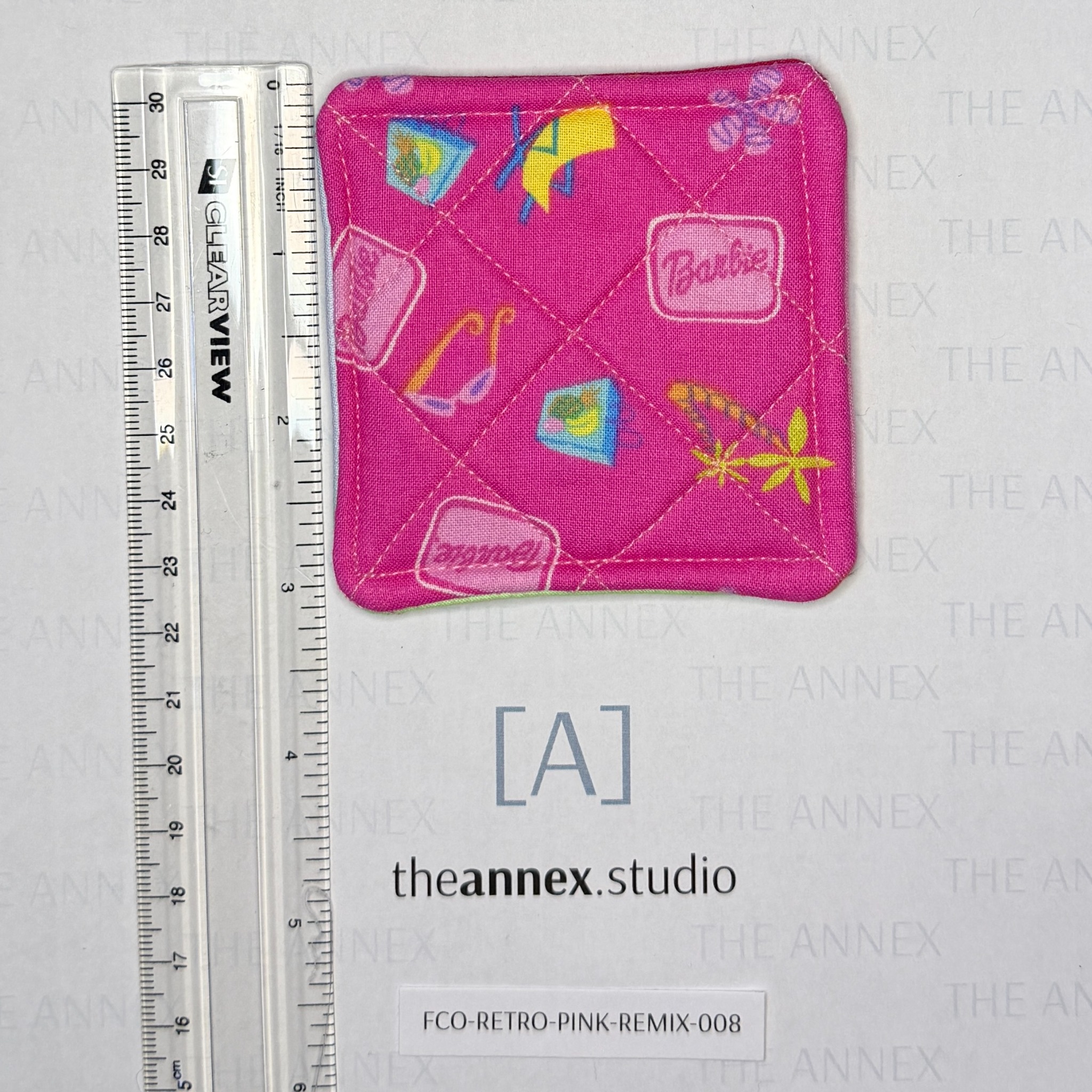 Retro Pink Remix Reversible Fabric Coaster - Image 17