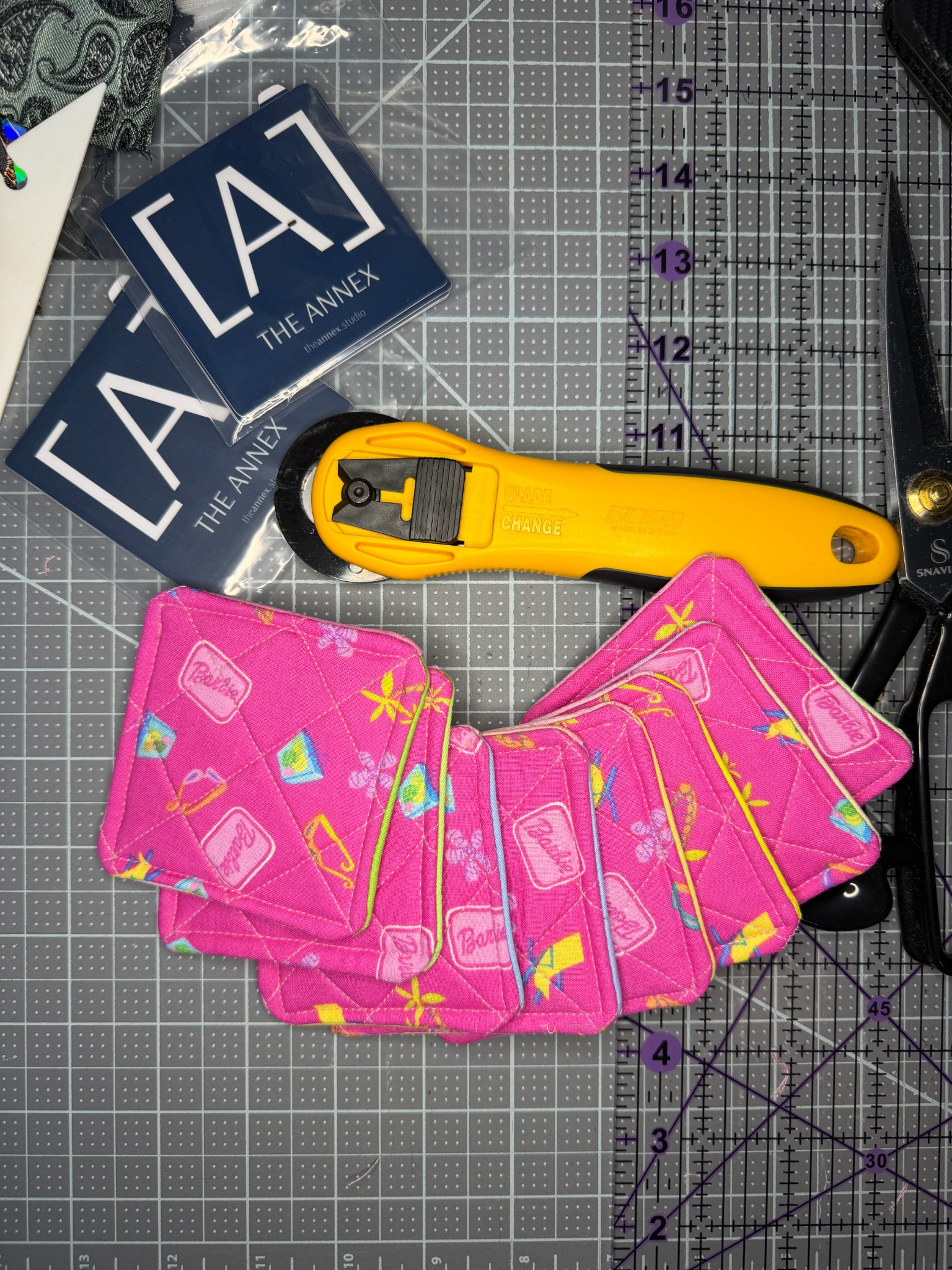 Retro Pink Remix Reversible Fabric Coaster