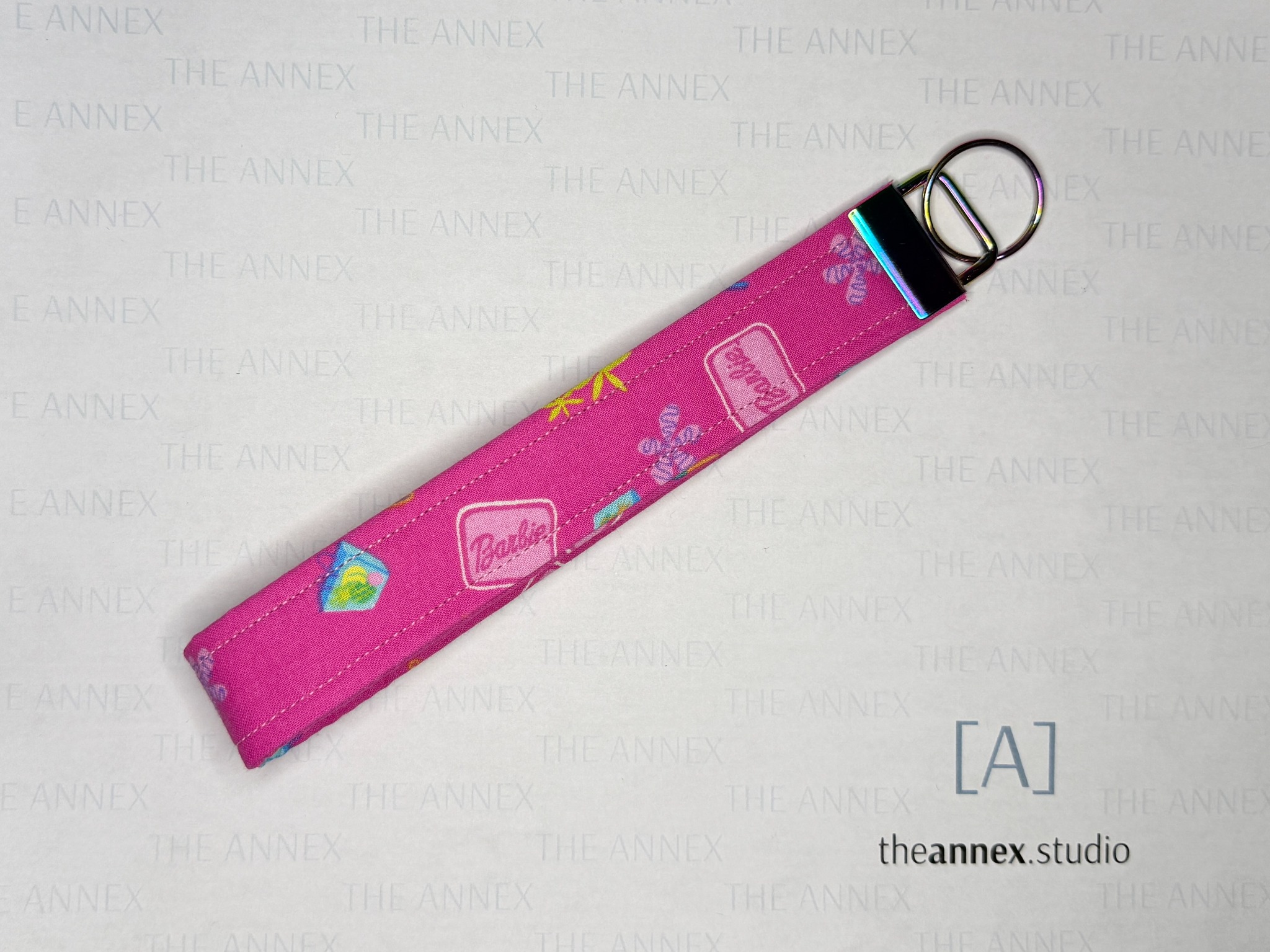 Retro Pink Remix Handmade Wristlet Keychain - Image 3