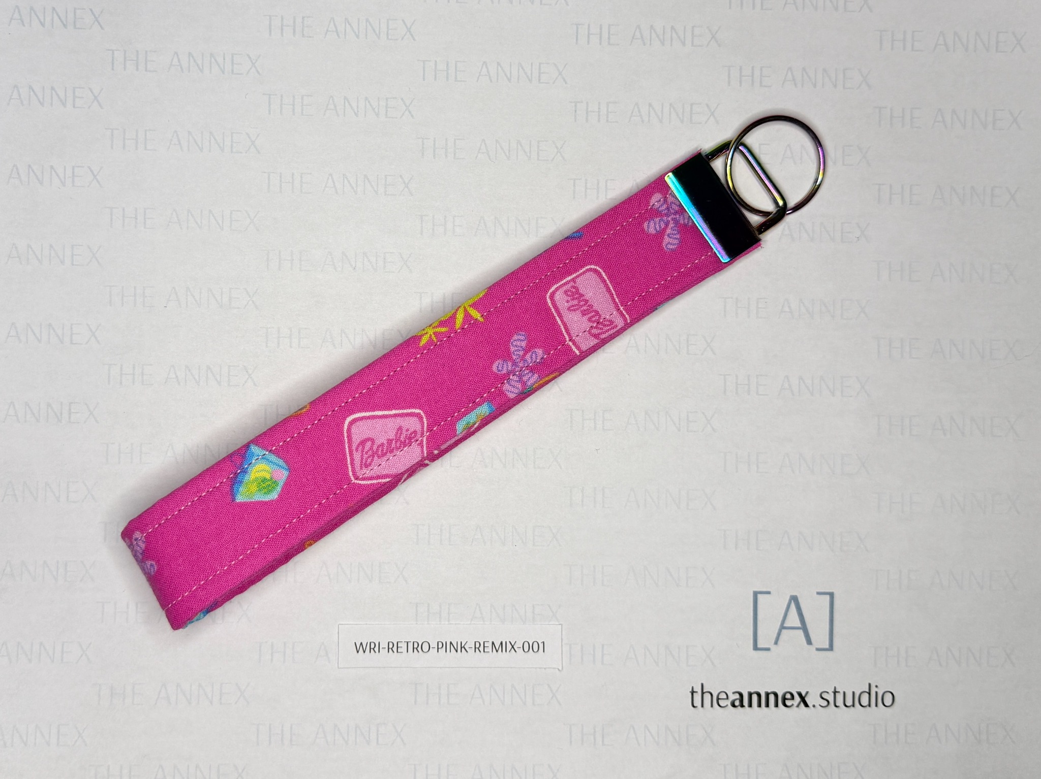 Retro Pink Remix Handmade Wristlet Keychain - Image 2