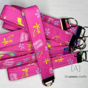 Retro Pink Remix Handmade Wristlet Keychain