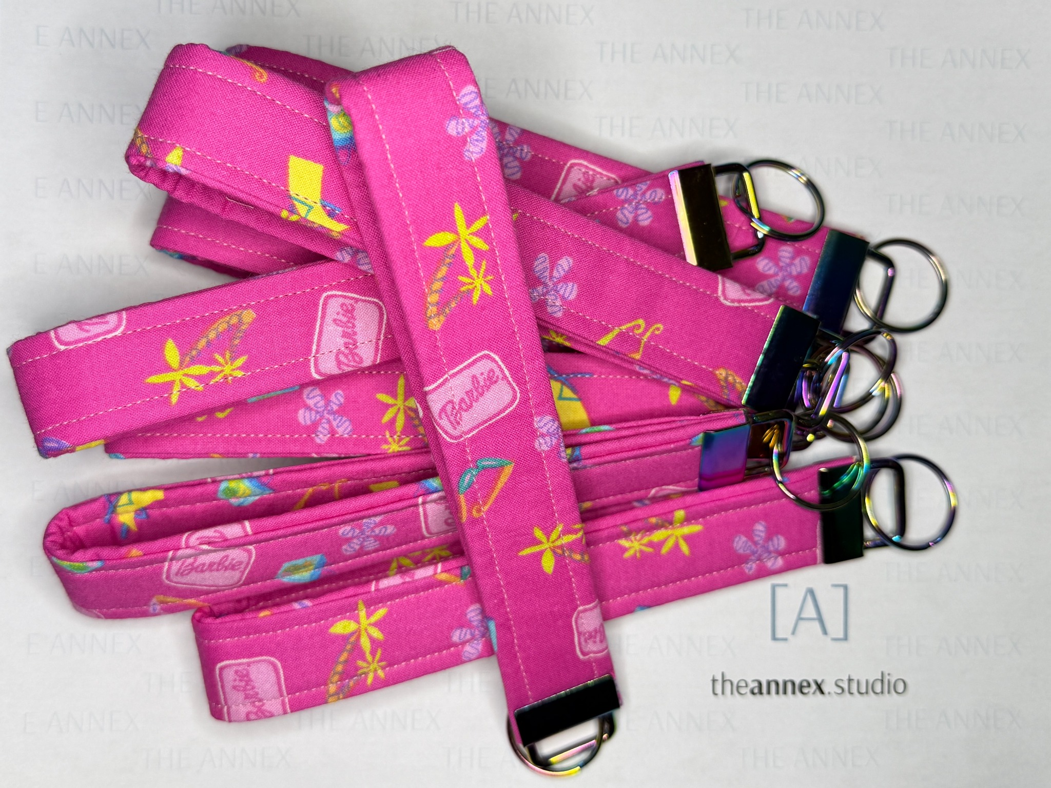 Retro Pink Remix Handmade Wristlet Keychain