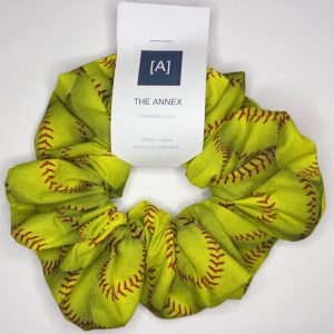 Jumbo yellow softball print scrunchie